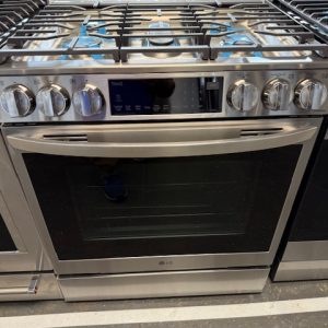 LG InstaView 30" 5 Burners 6.3-cu.ft. Air Fry Convection Oven Slide-in Smart Gas Range (Printproof Stainless Steel)